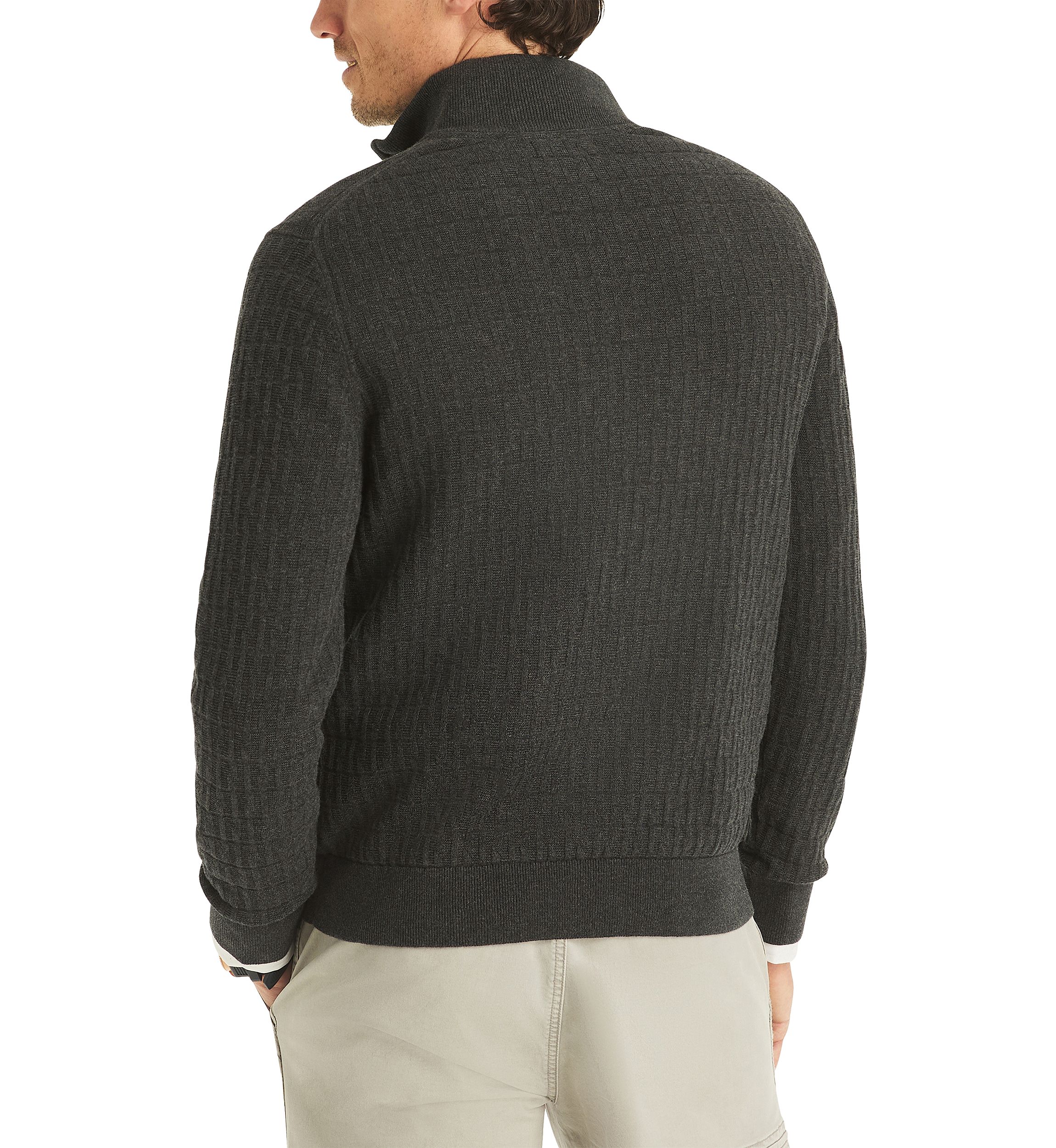 Textured Logo Quarter Zip Sweater