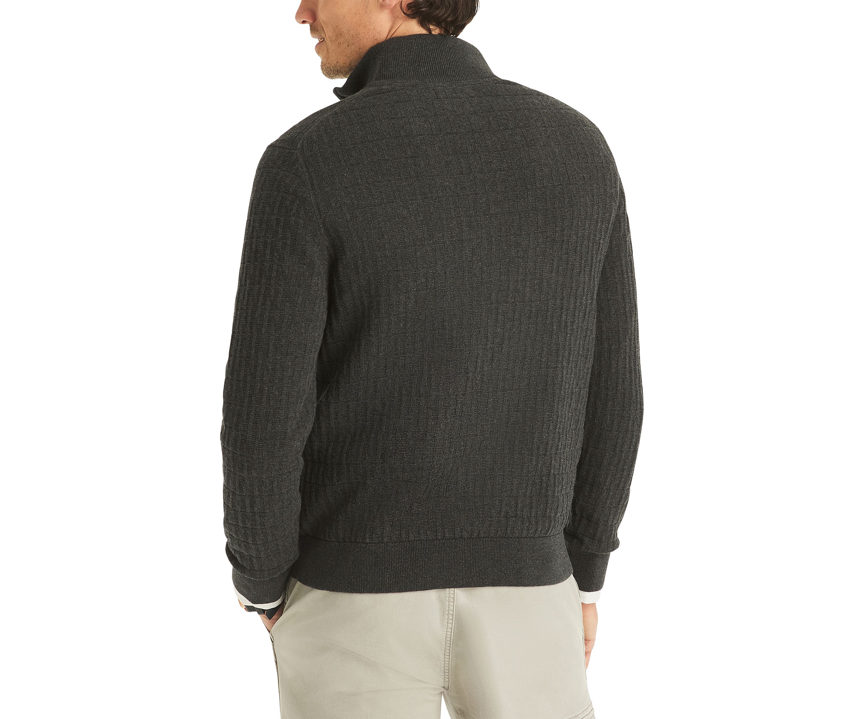 Textured Logo Quarter Zip Sweater