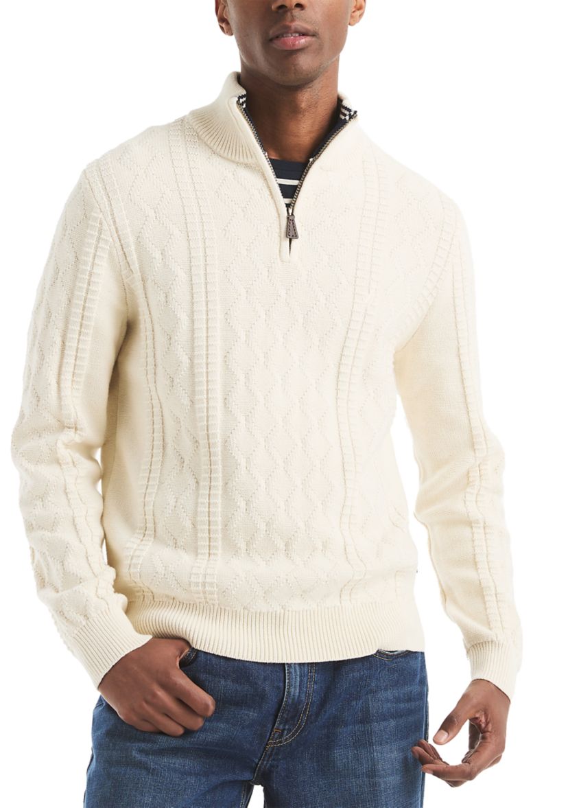 Mens 1/4 Zip Cable Knit Sweater
