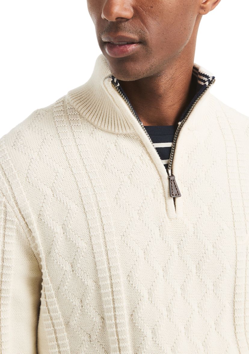Mens 1/4 Zip Cable Knit Sweater