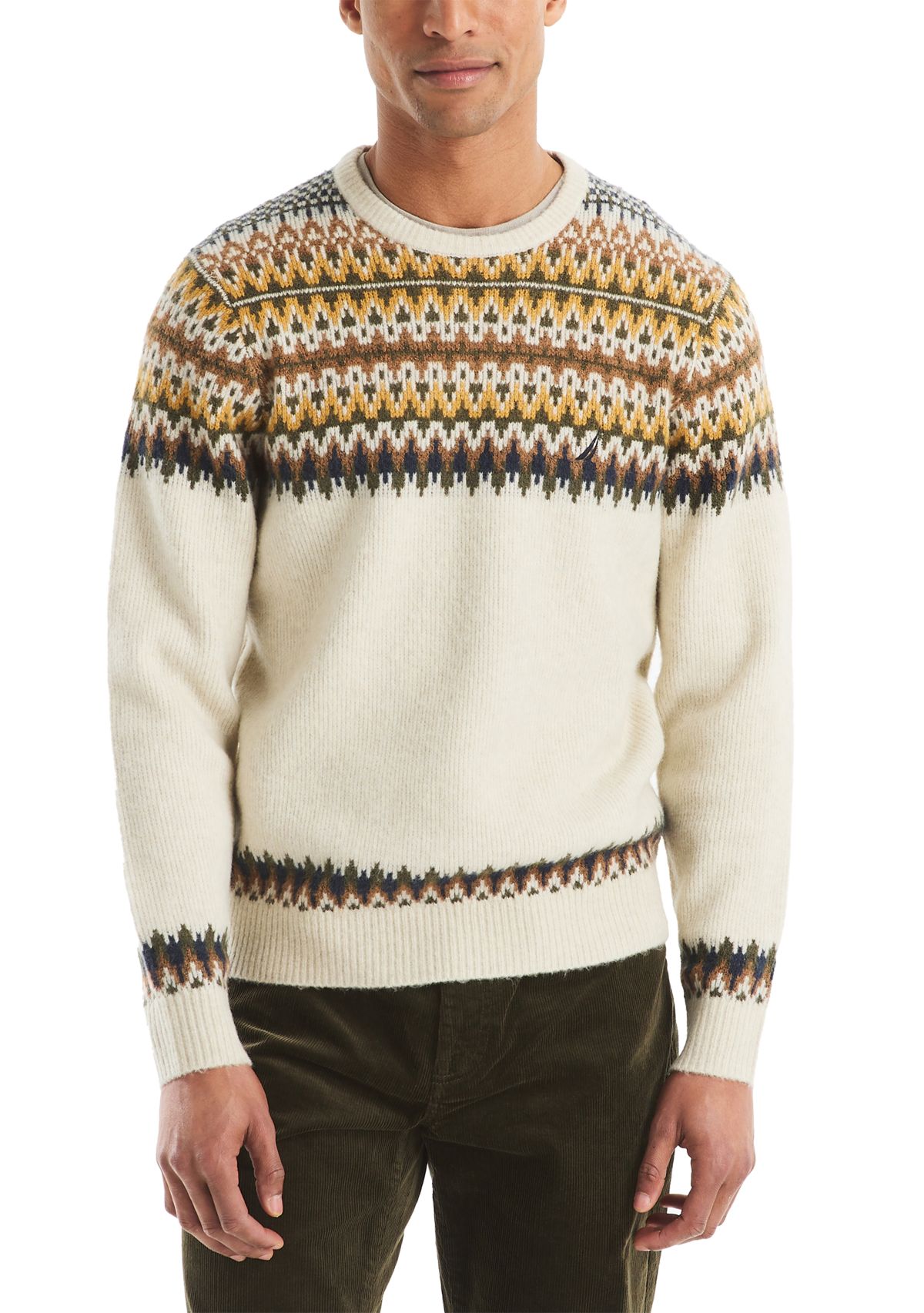 Mens Fair Isle Crew Neck Sweater