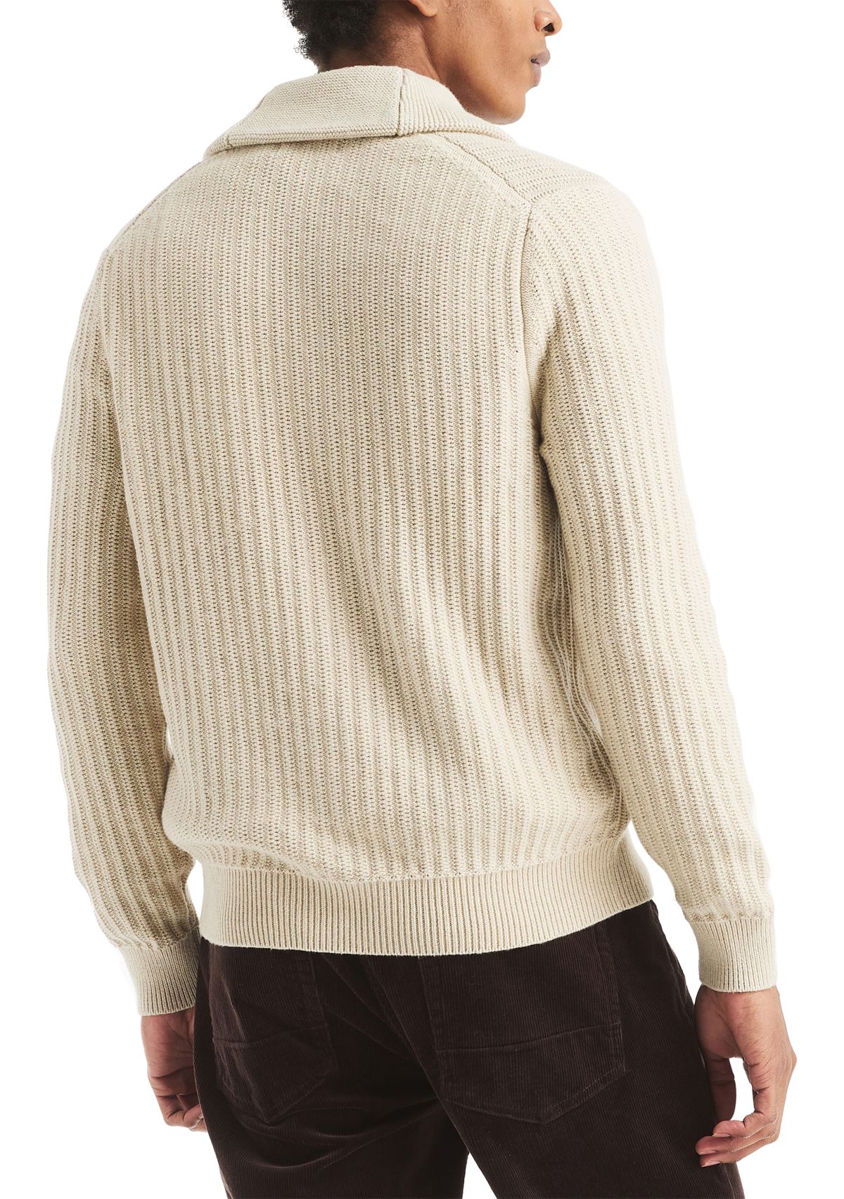 Mens Textured Cardigan with Shaw Collar