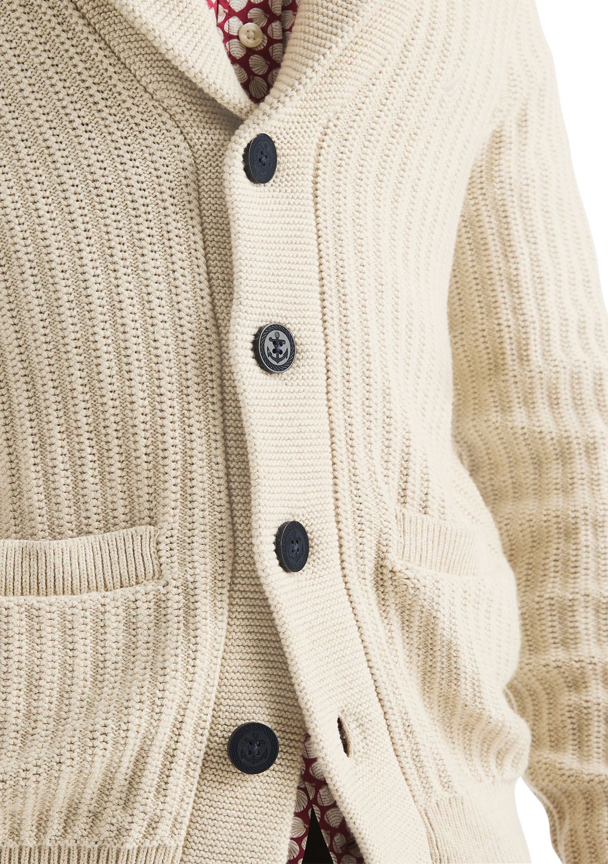 Mens Textured Cardigan with Shaw Collar
