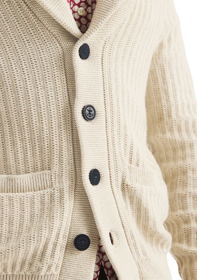 Mens Textured Cardigan with Shaw Collar
