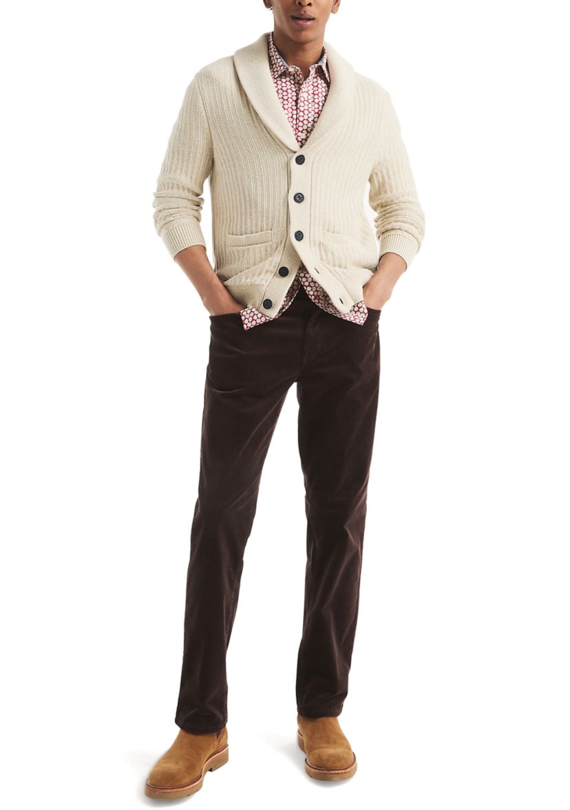 Mens Textured Cardigan with Shaw Collar