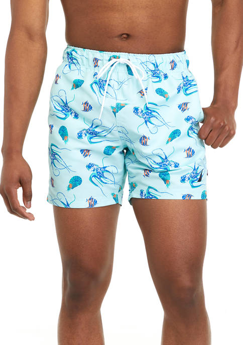 Sustainably Crafted 6" Aqua Print Swim Shorts