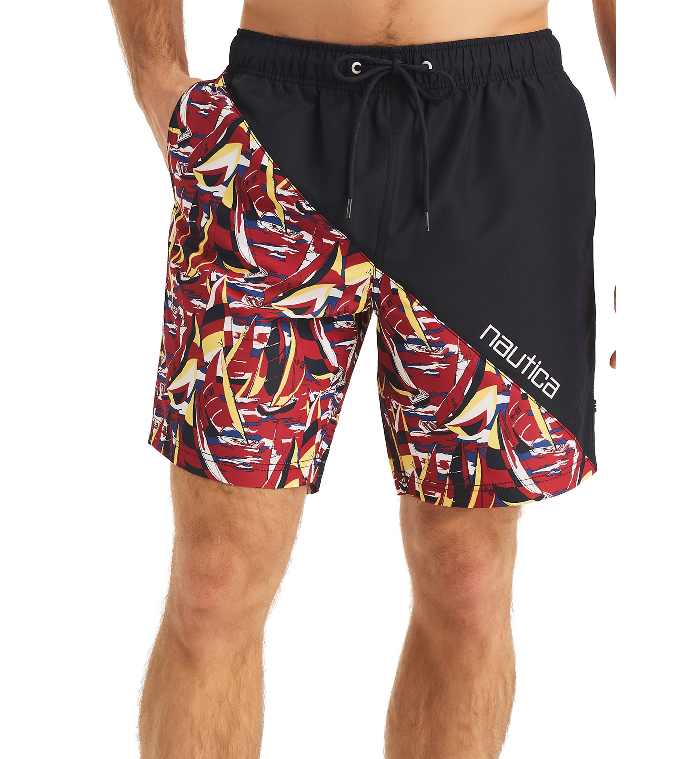 8" Diagonal Stripe Quick-Dry Swim Trunks