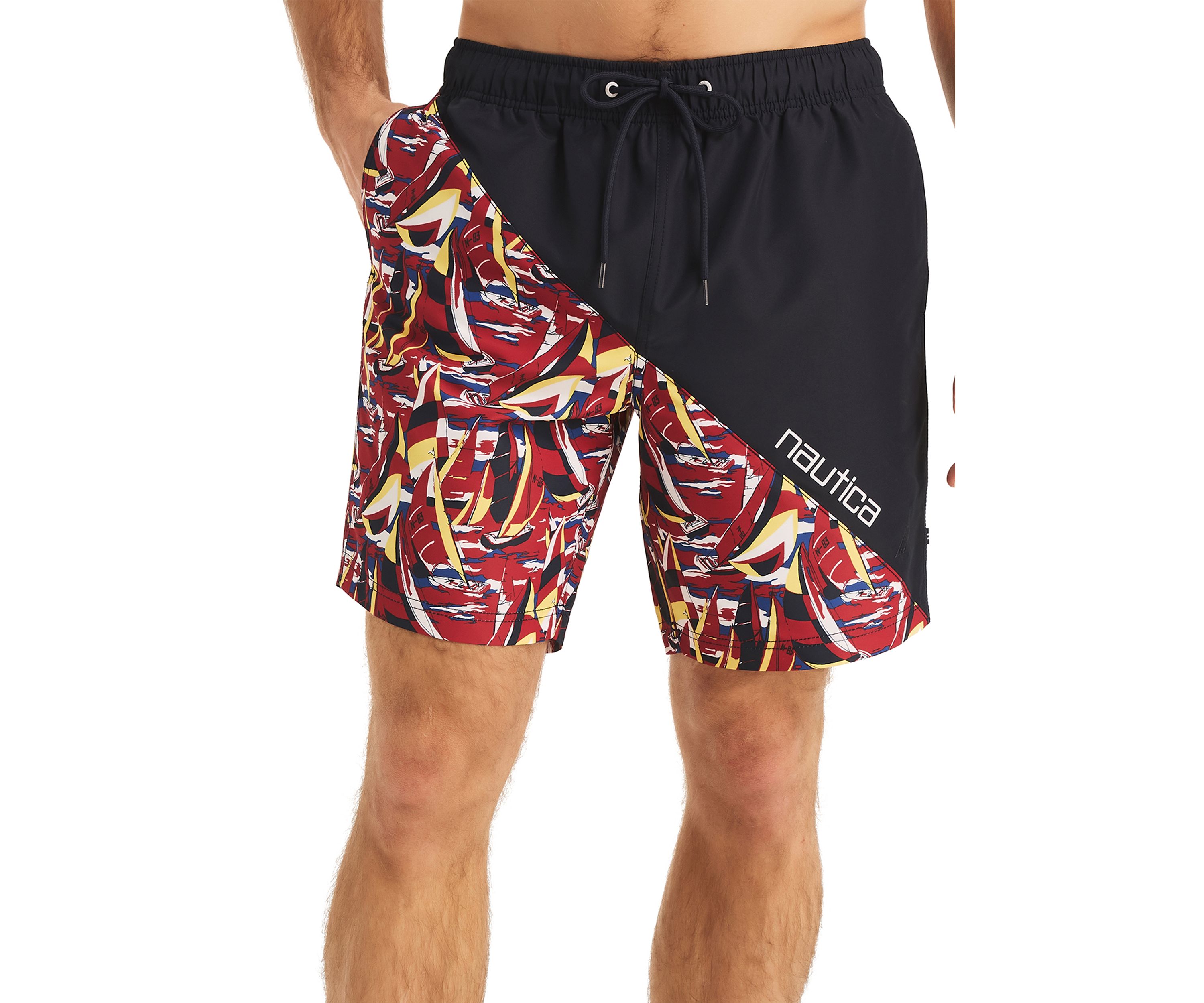 8" Diagonal Stripe Quick-Dry Swim Trunks