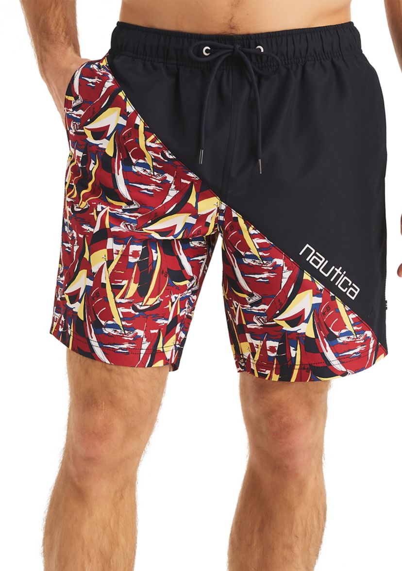 8" Diagonal Stripe Quick-Dry Swim Trunks