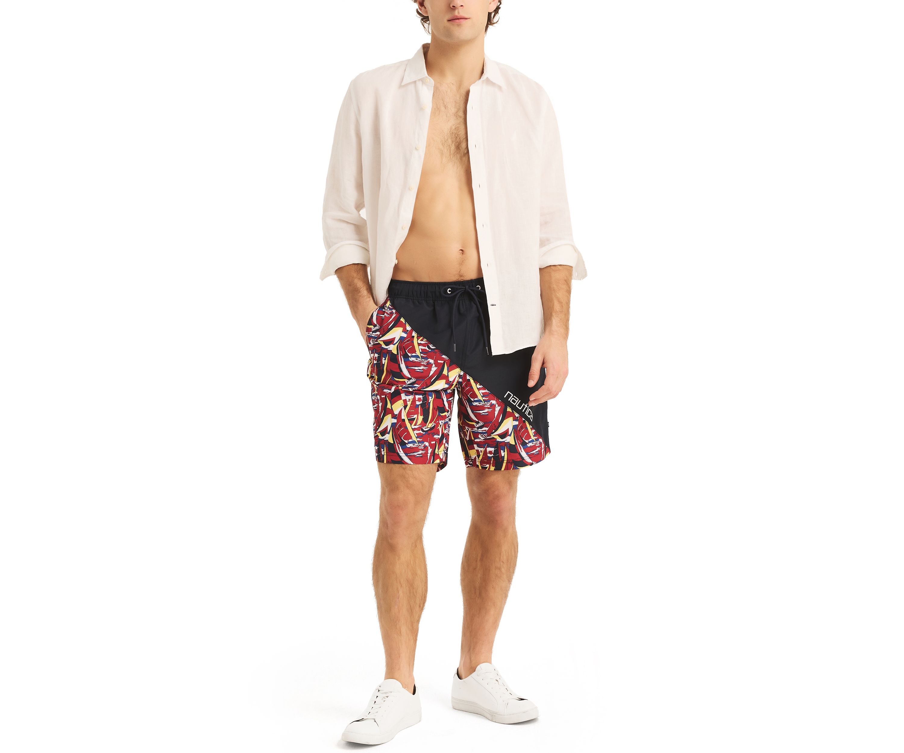 8" Diagonal Stripe Quick-Dry Swim Trunks