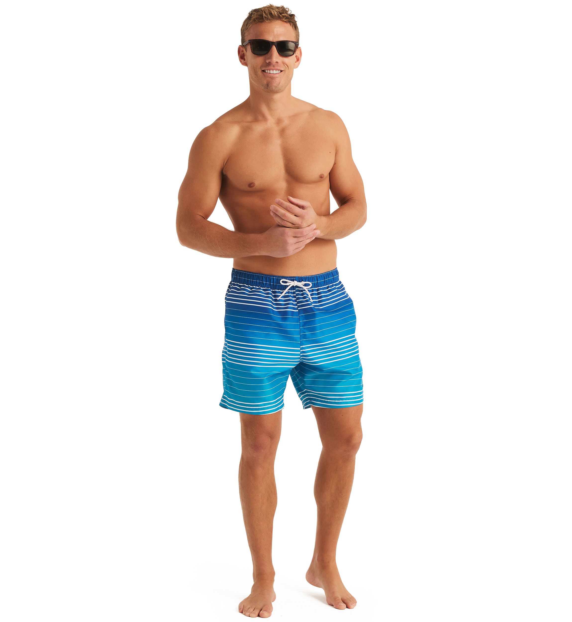 Sustainably Crafted 6" Ombre Stripe Swim Trunks