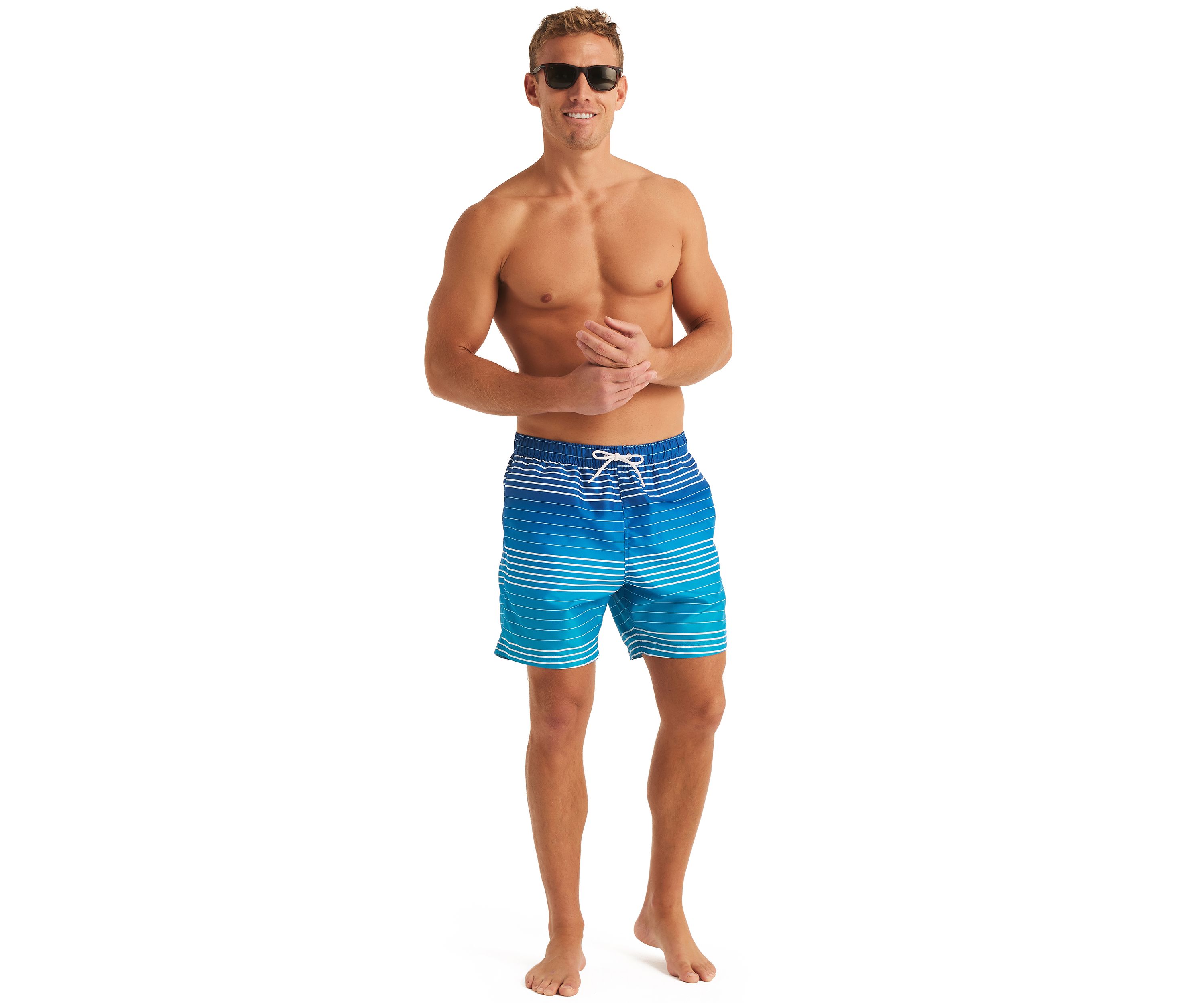 Sustainably Crafted 6" Ombre Stripe Swim Trunks