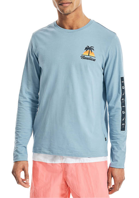Nautica Sustainably Crafted Long Sleeve Sunset Graphic T-Shirt