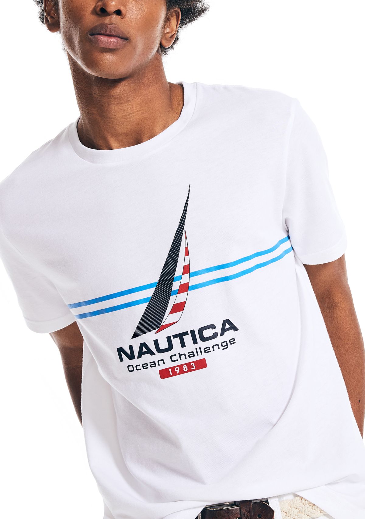 Sustainably Crafted Chest-Stripe Graphic T-Shirt
