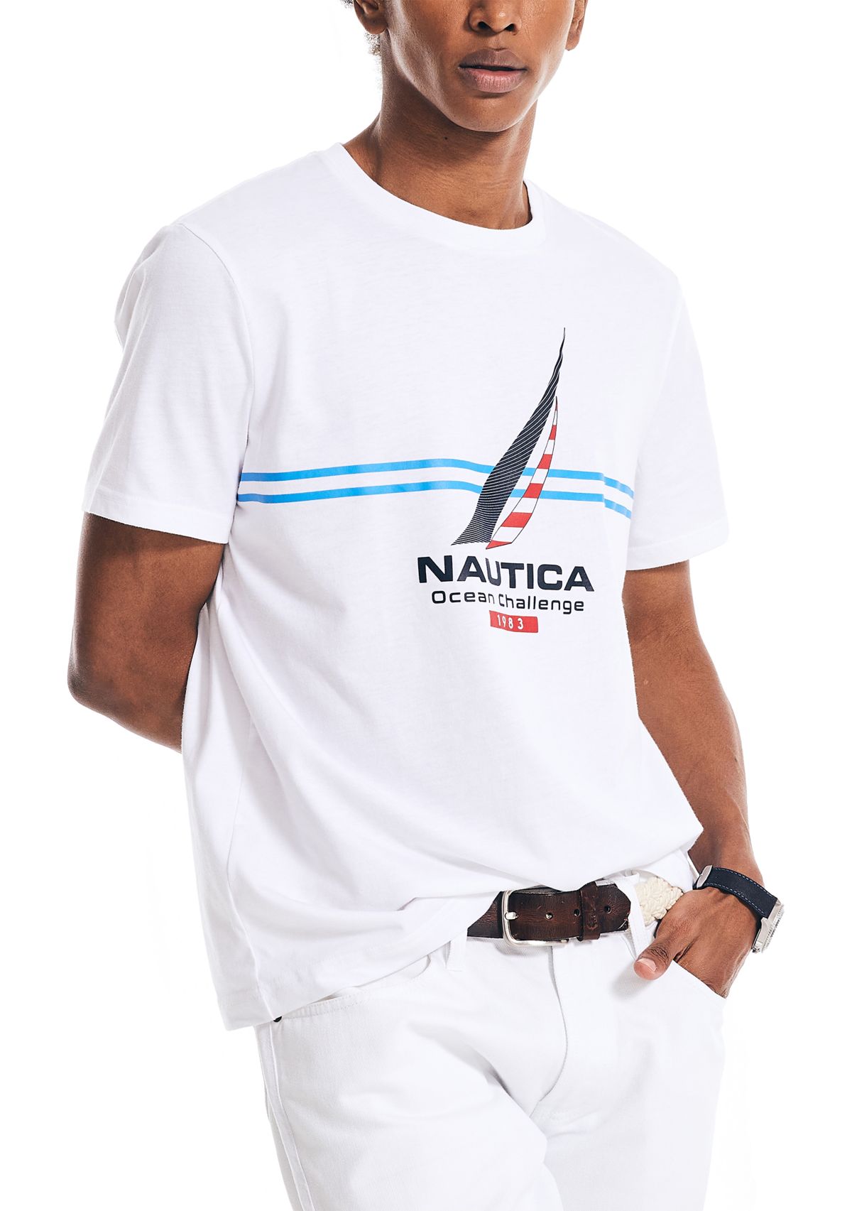 Sustainably Crafted Chest-Stripe Graphic T-Shirt