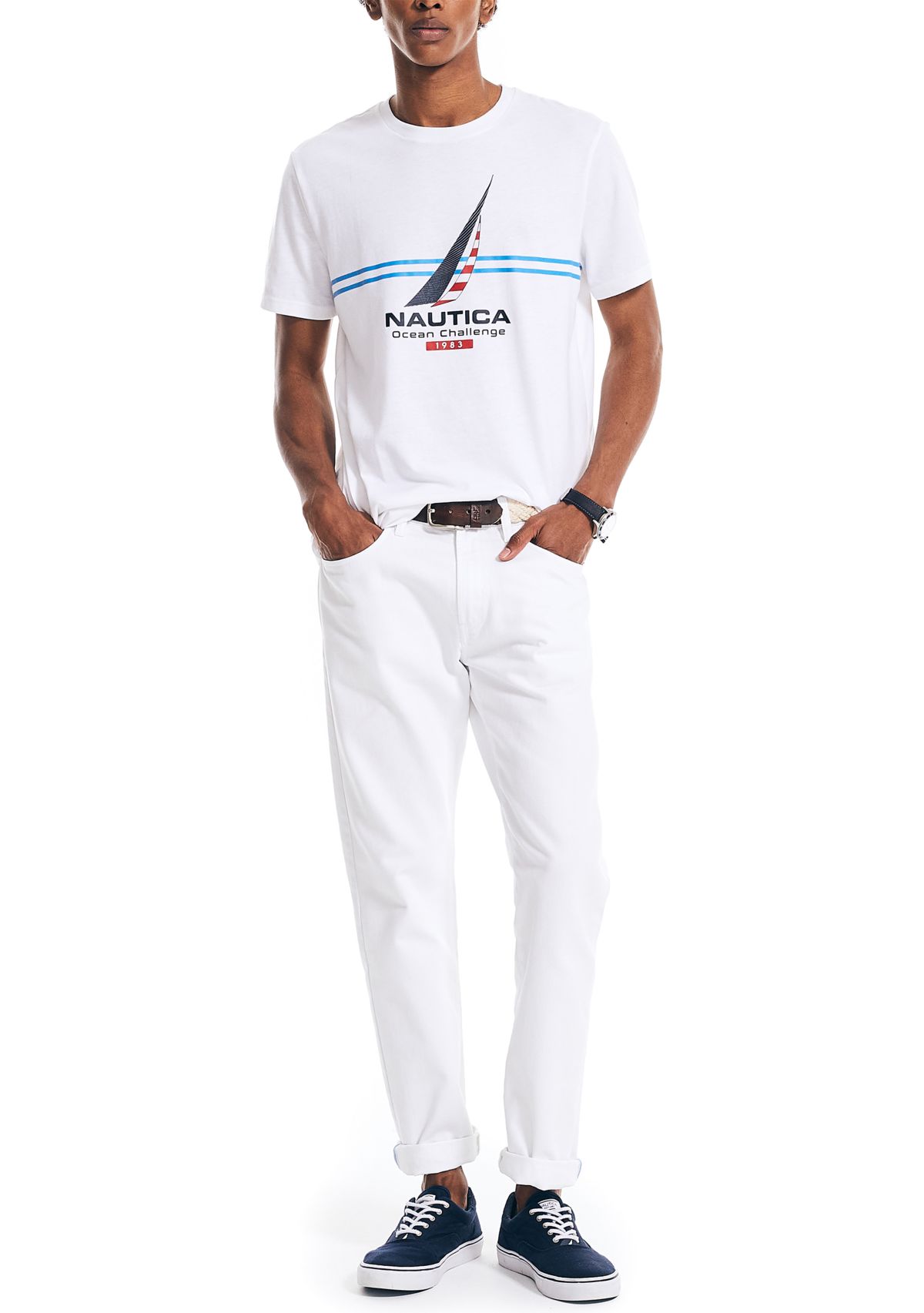 Sustainably Crafted Chest-Stripe Graphic T-Shirt