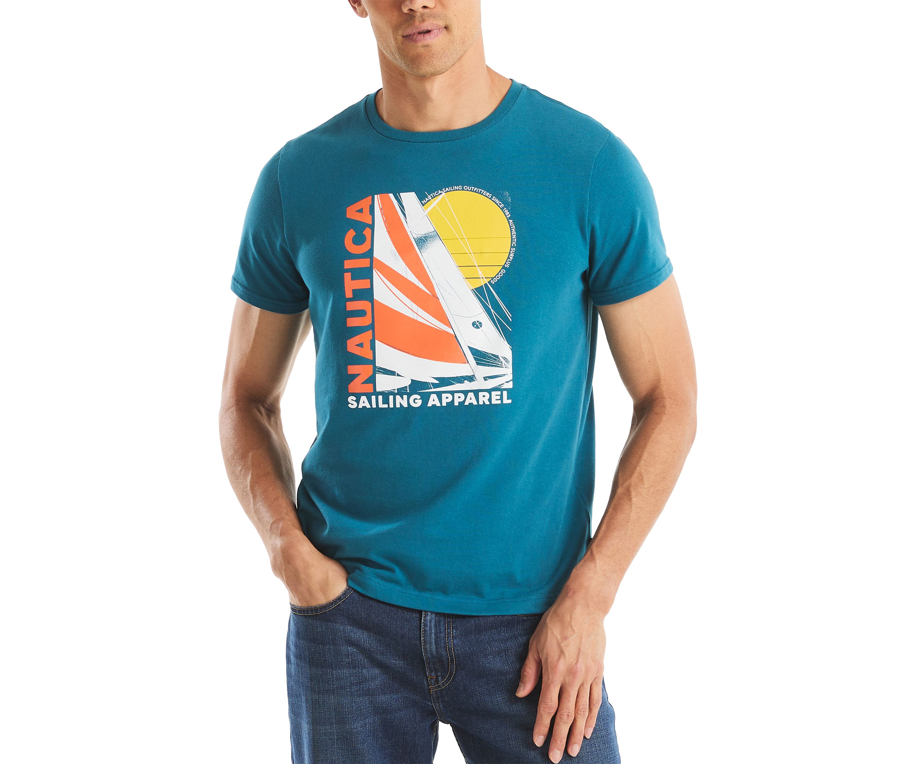 Short Sleeve Modern Sailing Graphic T-Shirt 