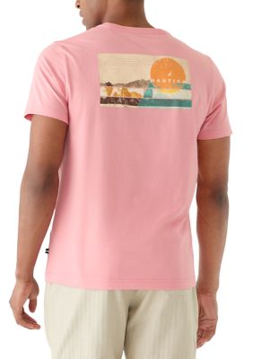 Nautica Men's Graphic Land and Sea T-Shirt, Mauve, M Regular