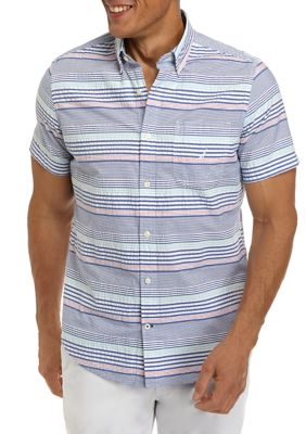 Nautica Short Sleeve Seersucker Multi Stripe Shirt | belk