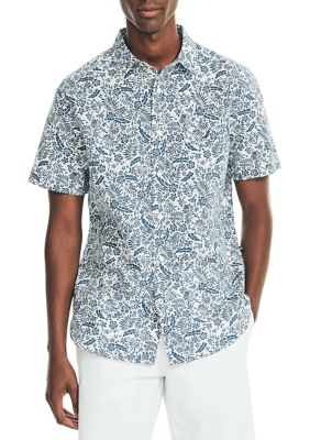 Nautica Floral Print Linen Short Sleeve Shirt | belk