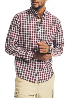 Nautica Men's Wrinkle Resistant Plaid Wear to Work Shirt, Small
