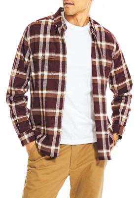 Nautica Men's Sustainably Crafted Flannel Plaid Shirt, Small