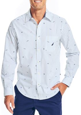 Long Sleeve Poplin Print Shirt