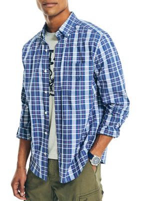 Nautica Men's Plaid Poplin Shirt, Small