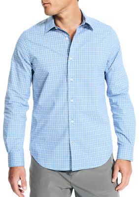 Nautica Men's Navtech Trim Fit Plaid Shirt, Blue, Small