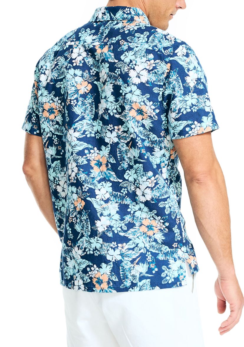  Sustainably Crafted Printed Linen Short-Sleeve Shirt