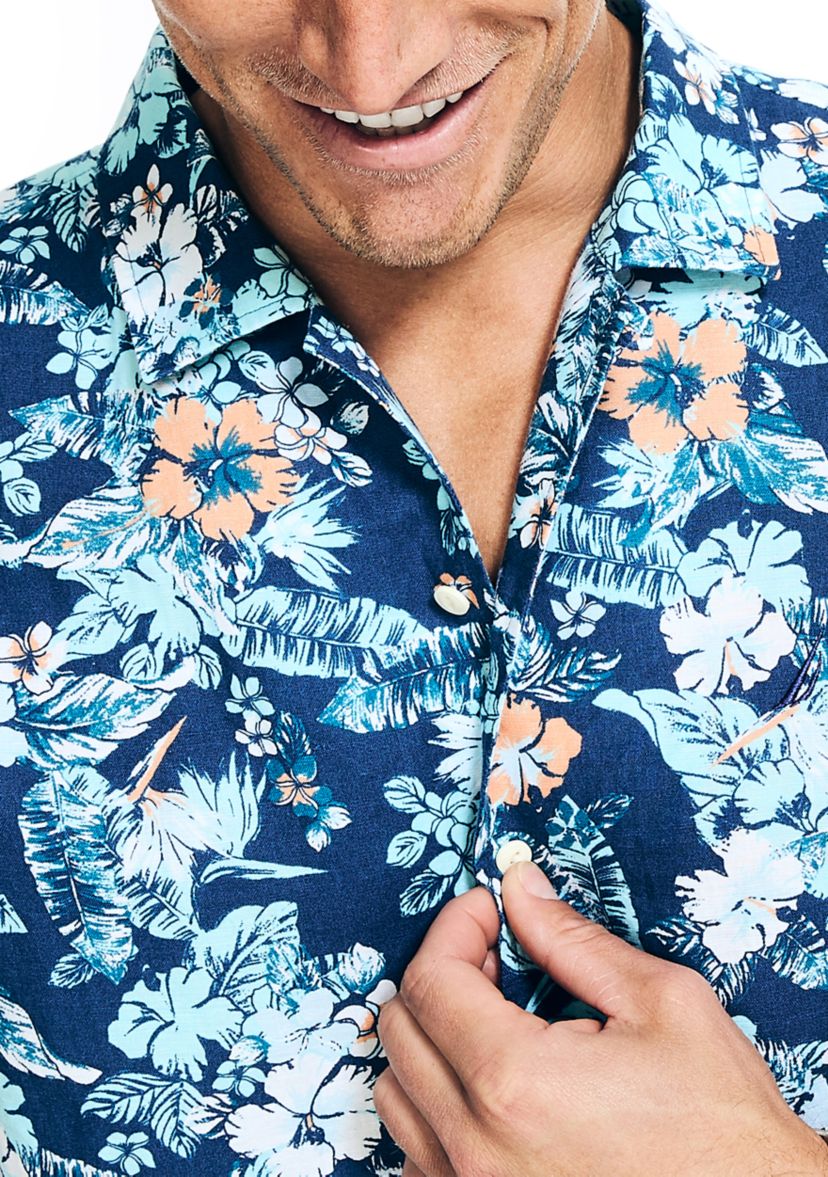  Sustainably Crafted Printed Linen Short-Sleeve Shirt