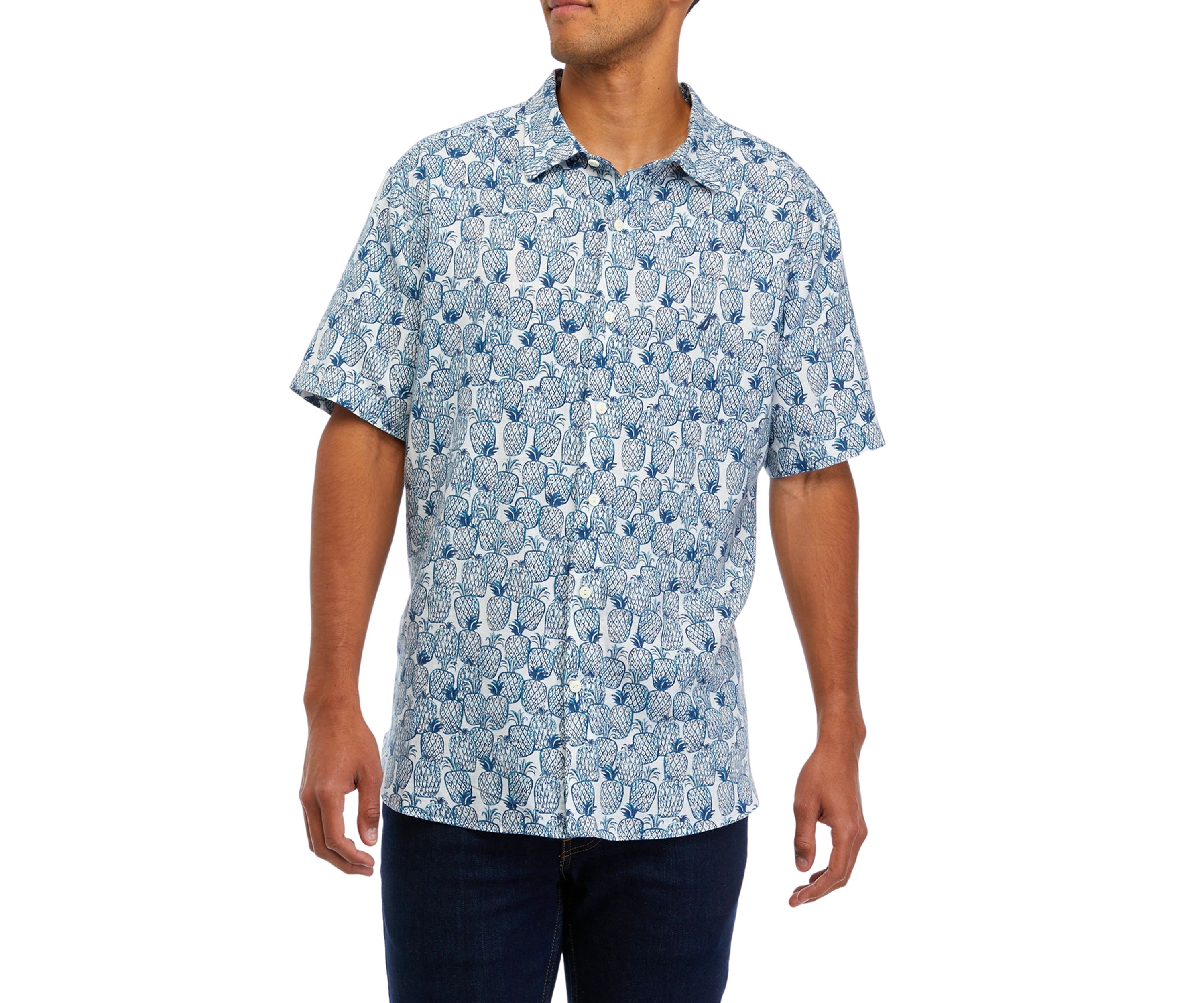 Sustainably Crafted Printed Linen Short Sleeve Shirt