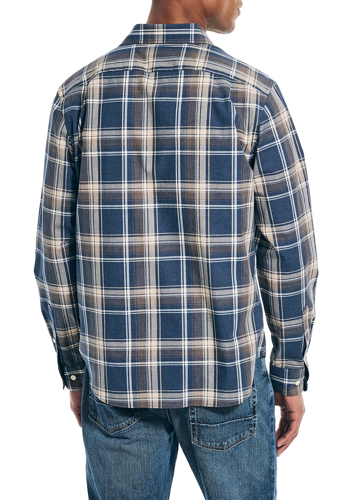 Long Sleeve Heathered Plaid Button Down Shirt