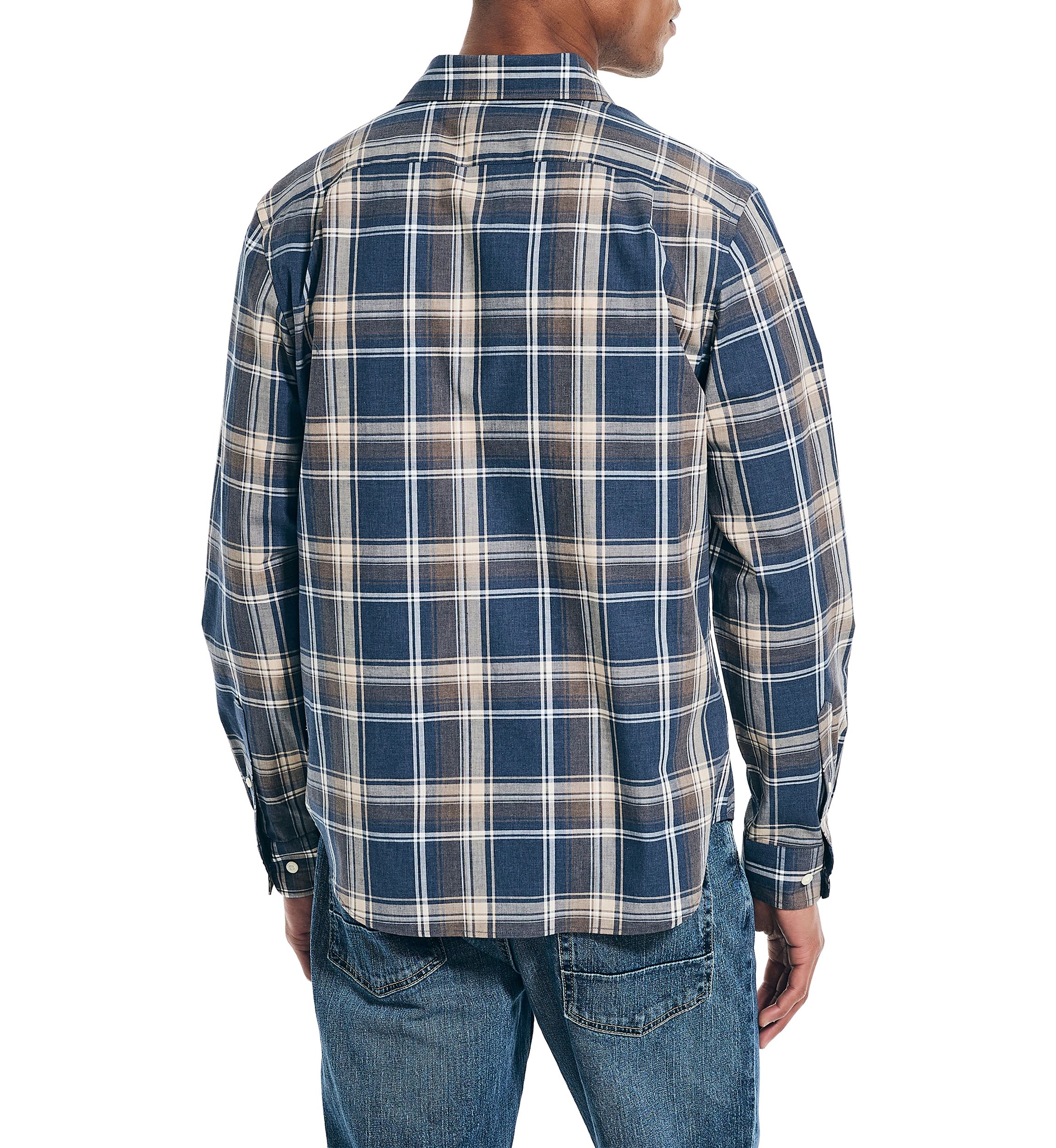 Long Sleeve Heathered Plaid Button Down Shirt