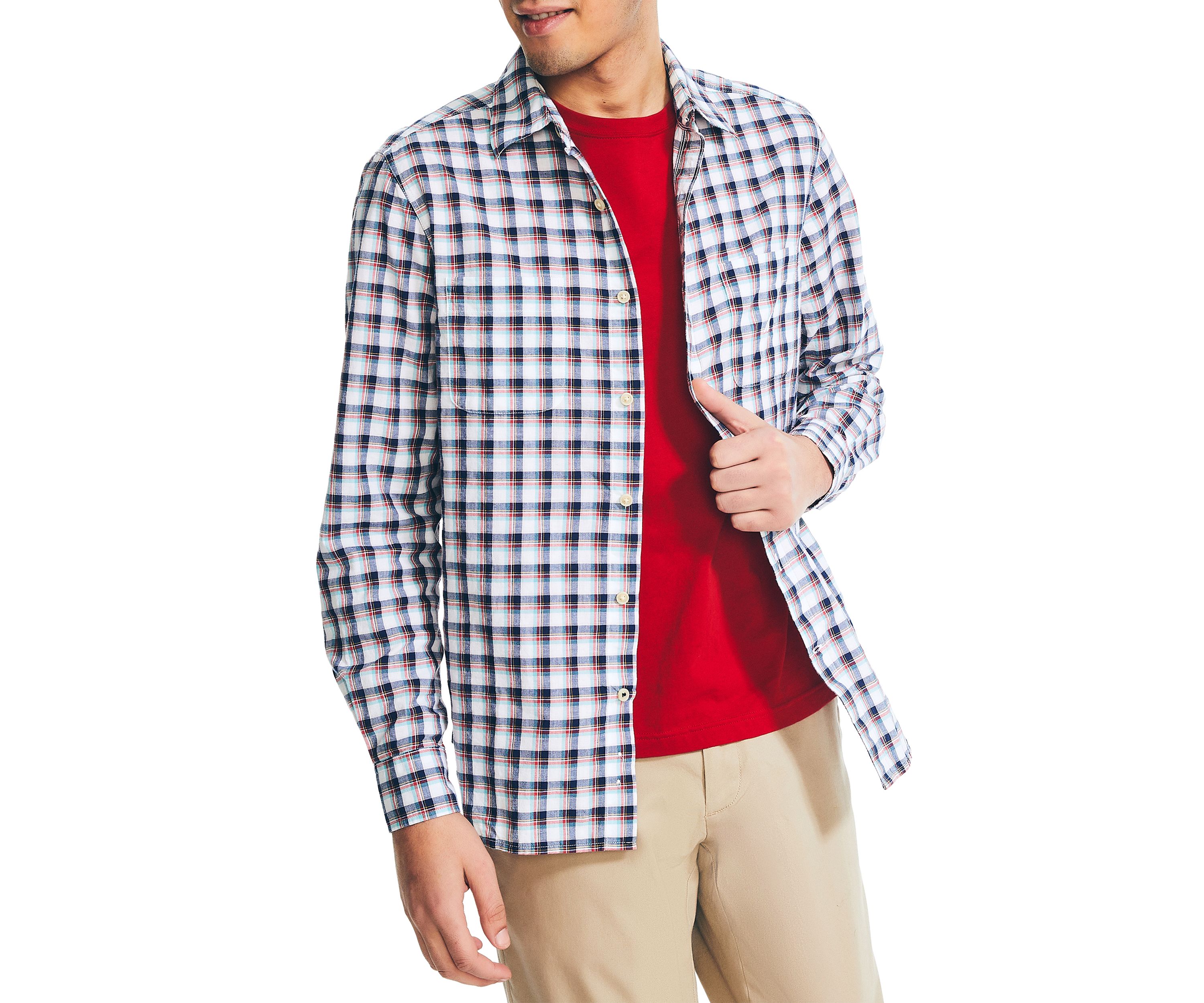 Long Sleeve Madras Plaid Shirt