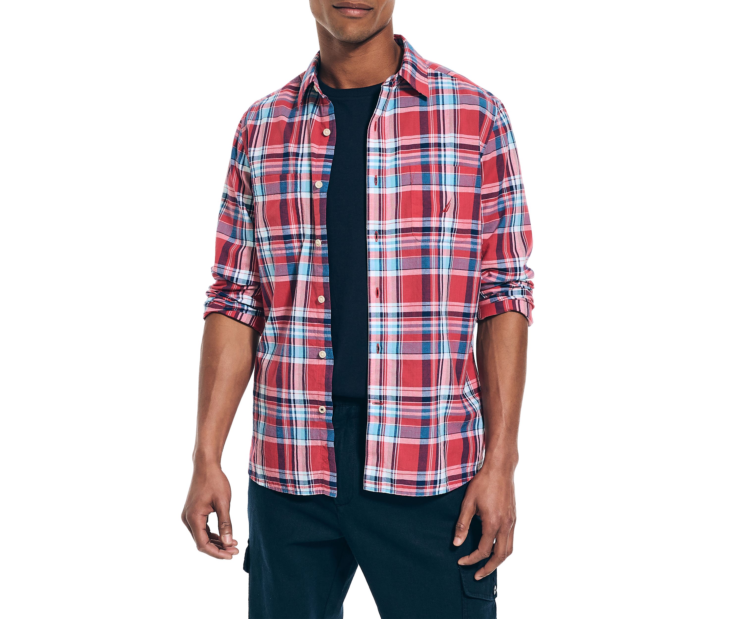  Long Sleeve Madras Plaid Shirt 