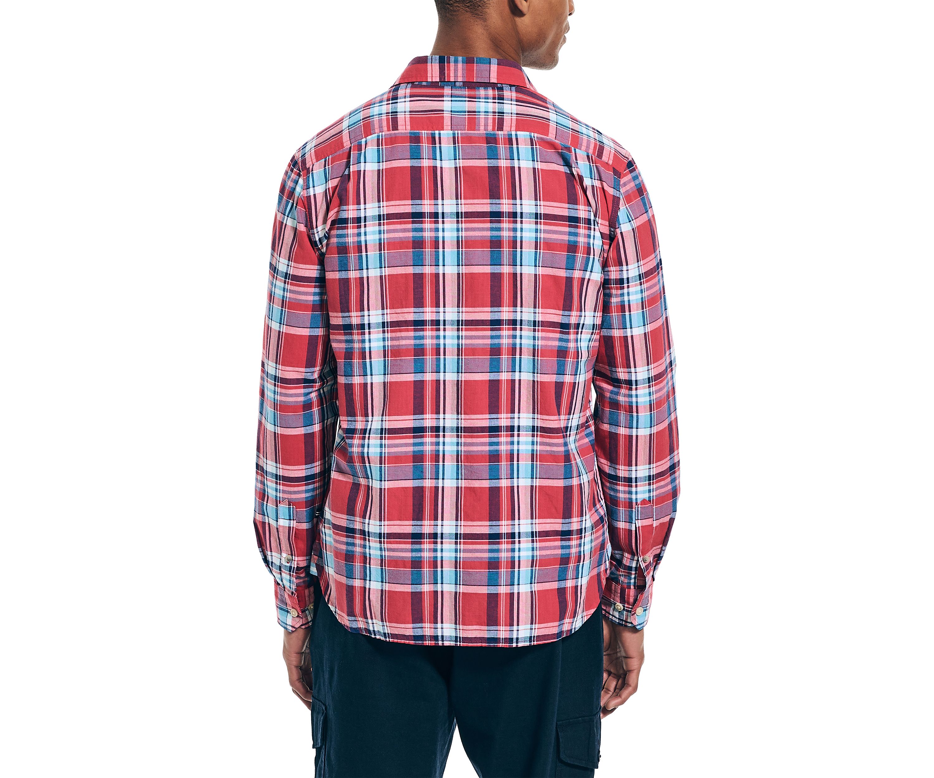  Long Sleeve Madras Plaid Shirt 