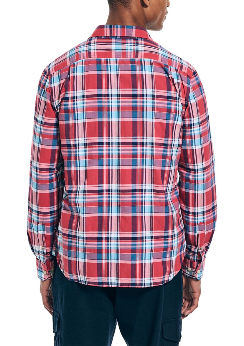  Long Sleeve Madras Plaid Shirt 