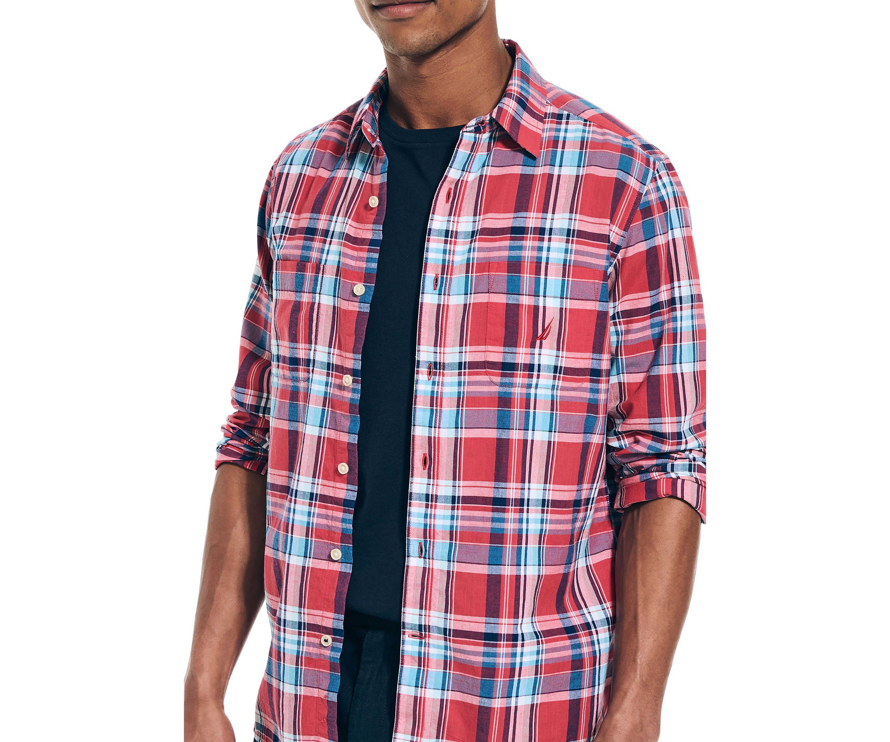  Long Sleeve Madras Plaid Shirt 
