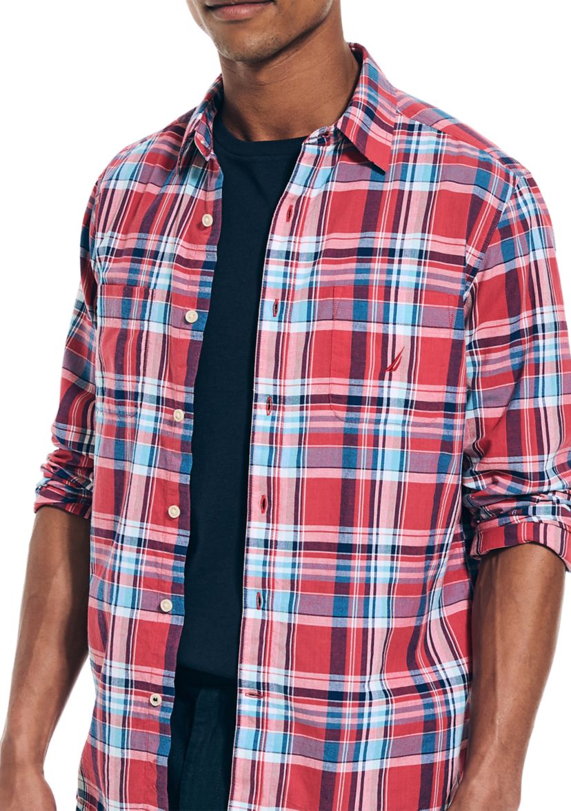  Long Sleeve Madras Plaid Shirt 