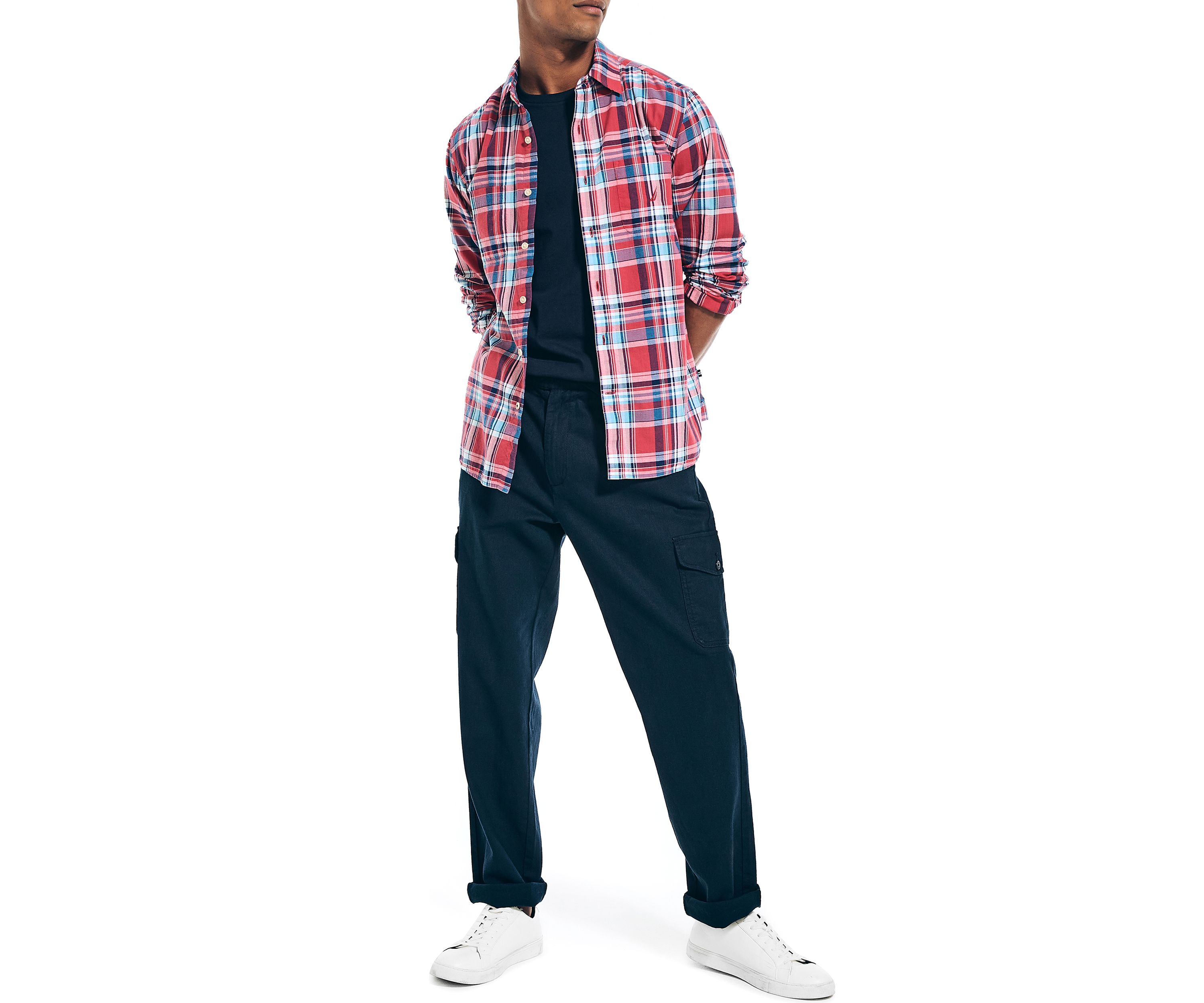  Long Sleeve Madras Plaid Shirt 