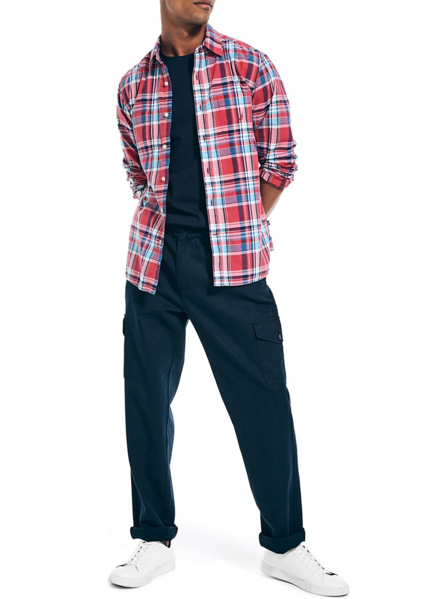  Long Sleeve Madras Plaid Shirt 