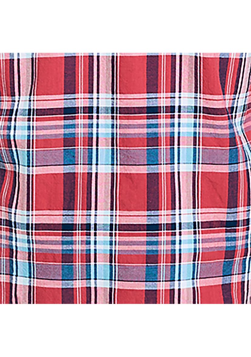  Long Sleeve Madras Plaid Shirt 