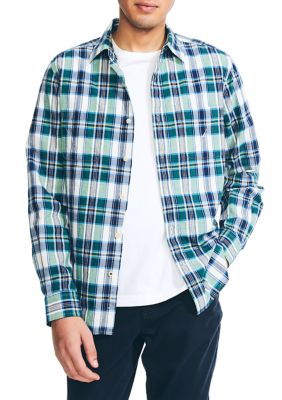 Nautica Men's Long Sleeve Madras Plaid Shirt, Small