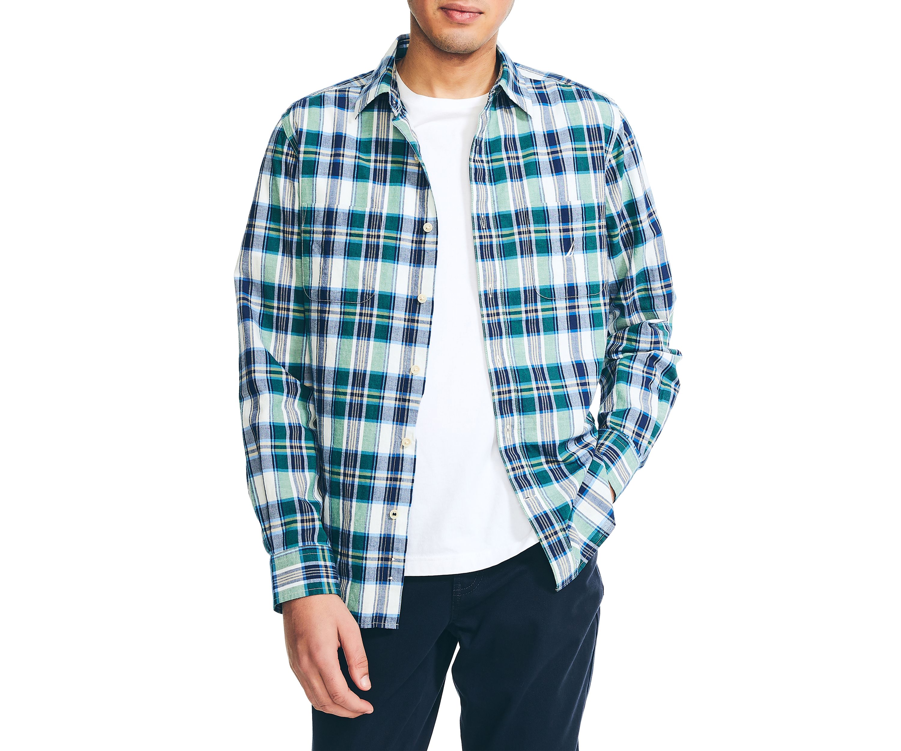  Long Sleeve Madras Plaid Shirt 