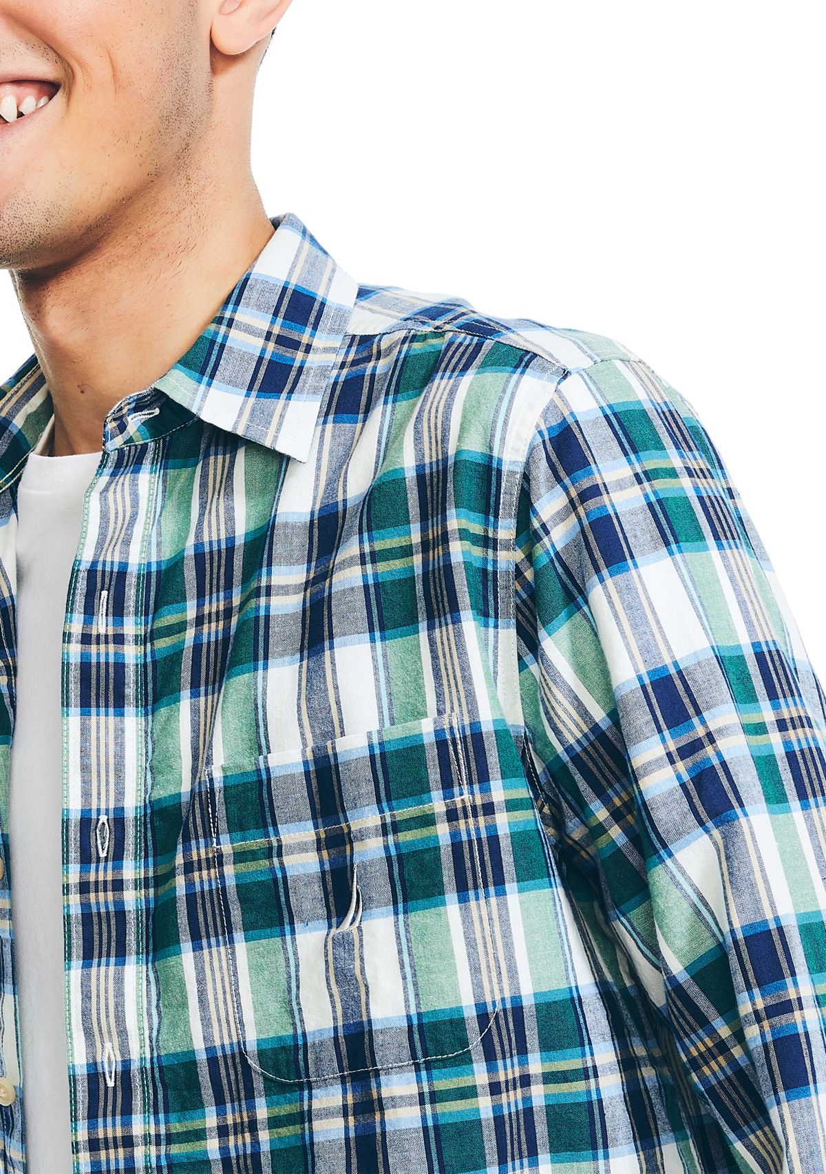  Long Sleeve Madras Plaid Shirt 
