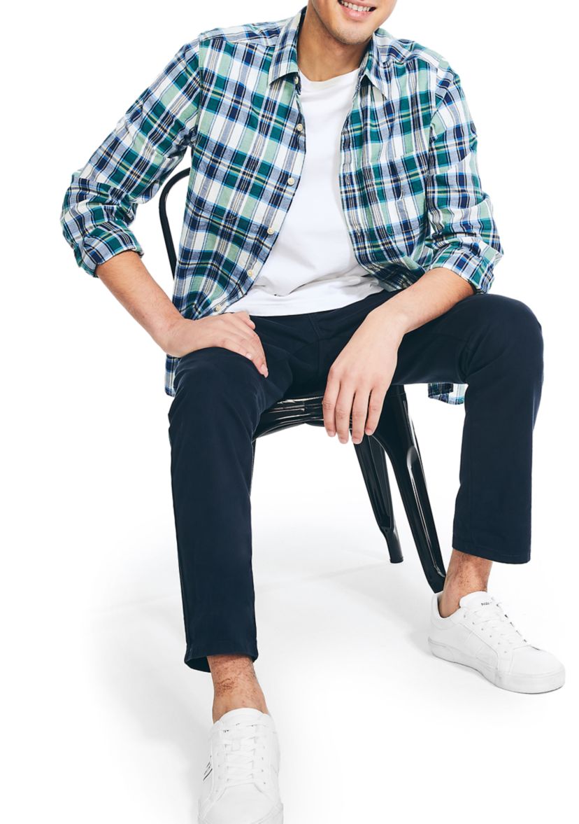  Long Sleeve Madras Plaid Shirt 