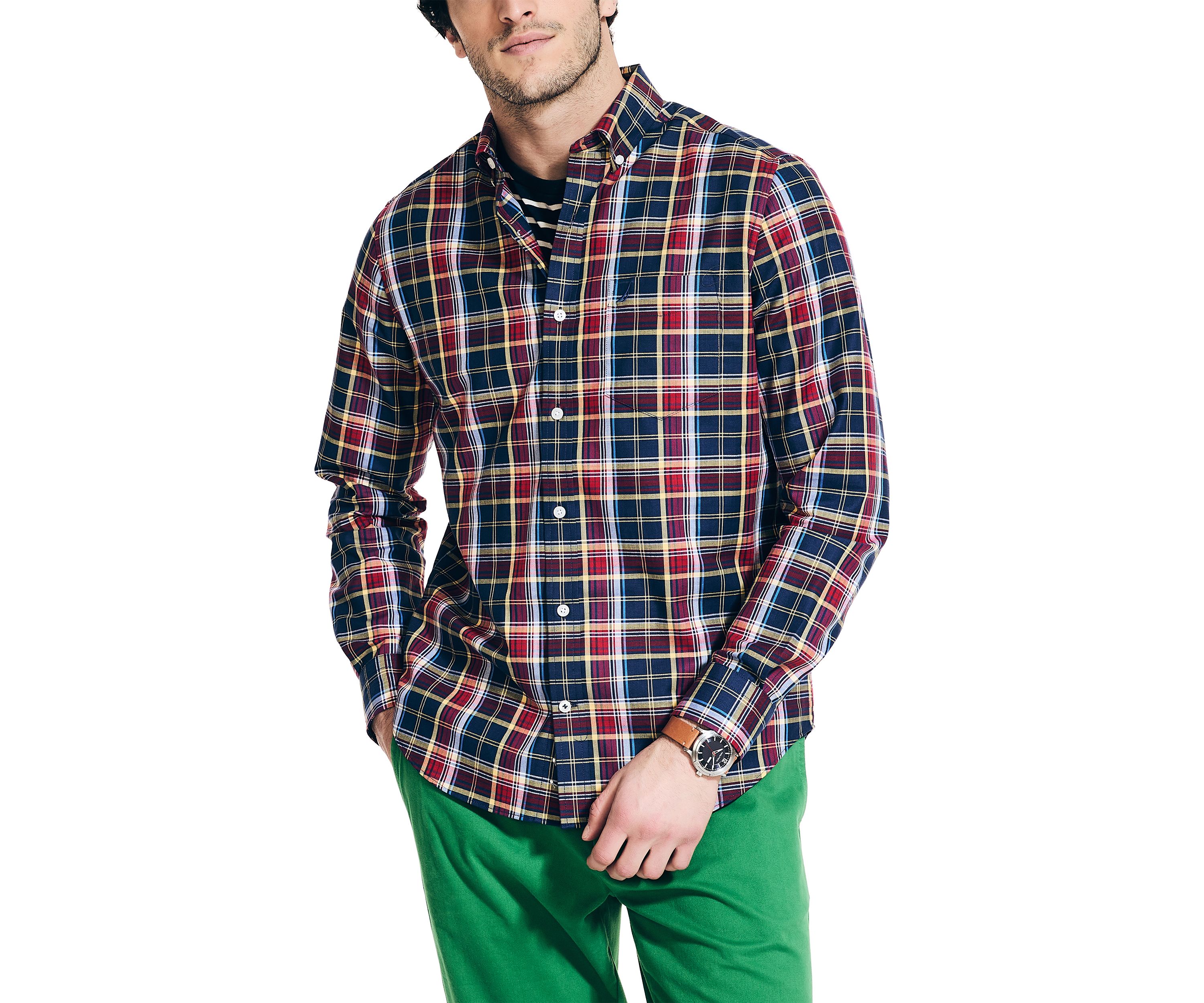 Wrinkle Resistant Plaid Wear to Work Shirt