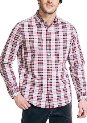 Nautica Men's Wrinkle Resistant Plaid Wear to Work Shirt, Small