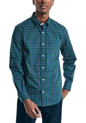 Nautica Men's Wrinkle Resistant Plaid Wear to Work Shirt, Small